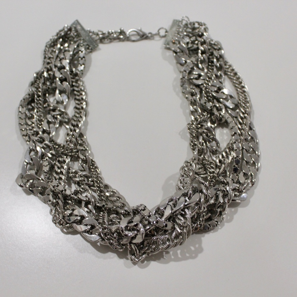Woven Silver Multi-Chain Necklace (Worn Once)